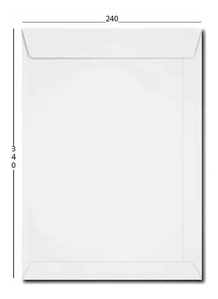 Envelope saco kraft branco 240X340, pacote com 100