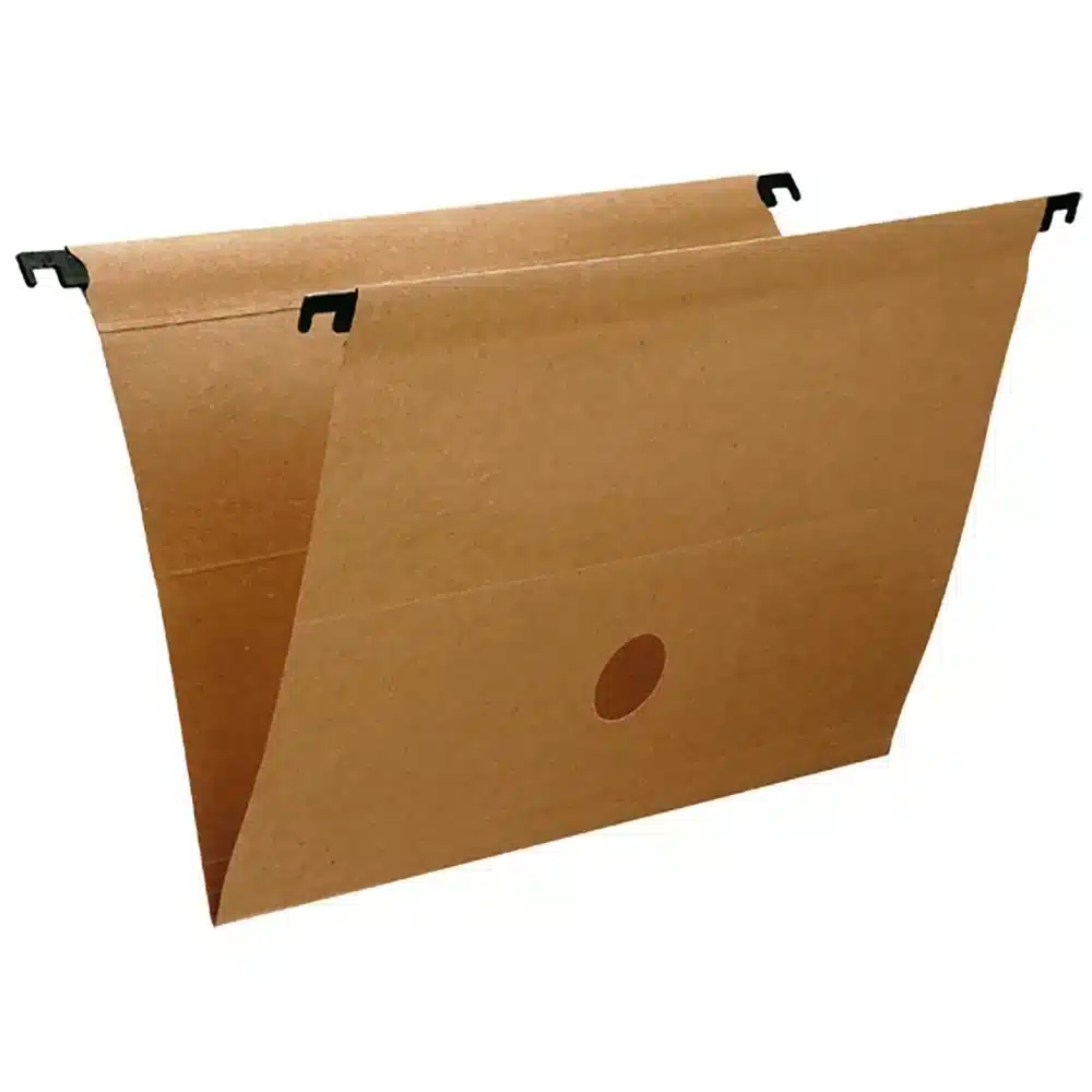 Pasta suspensa kraft com grampos, castanho, caixa com 50 unidades