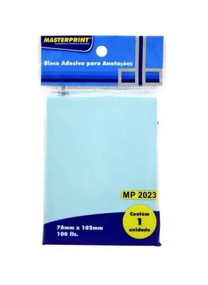 Bloco adesivo anotações azul 76MMX102MM Masterprint 100 folhas