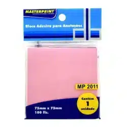 BLOCO ADESIVO ANOTAÇÕES ROSA 75MMX75MM MASTERPRINT 100 FOLHAS — H&H Suprimentos Corporativos