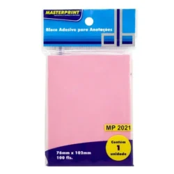 BLOCO ADESIVO ANOTAÇÕES ROSA 76MMX102MM MASTERPRINT 100 FOLHAS — H&H Suprimentos Corporativos