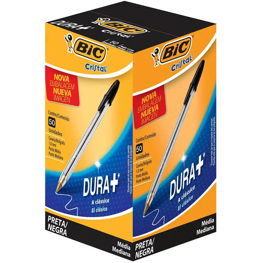 Caneta esferográfica BIC cristal preta CX c/50 unid