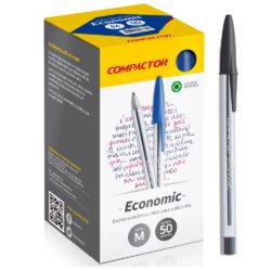 Caneta Esferográfica Compactor Economic Preto 1.0mm Média C/ 50 Unidades — H&H Suprimentos Corporativos