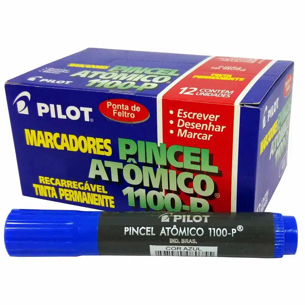 Pincel atômico 1100-P azul recarregável Pilot caixa com 12 unid