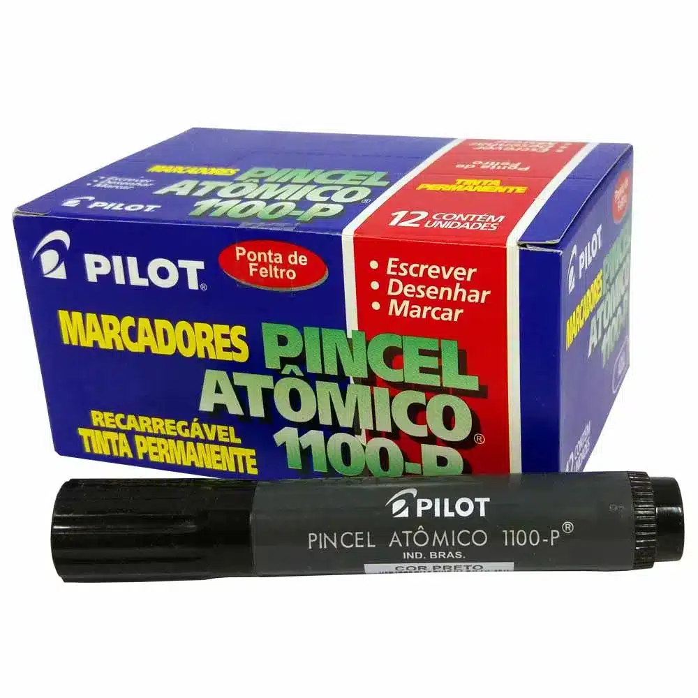 Pincel atômico 1100-P preto recarregável Pilot caixa com 12 unid