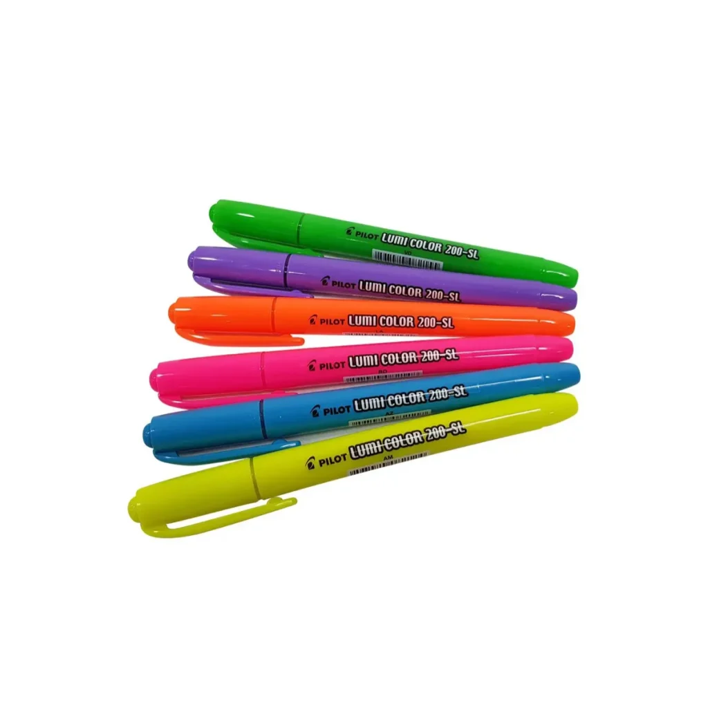 Kit de canetas caneta marca texto Lumi Color 200-sl Pilot kit com 6 cores Neon
