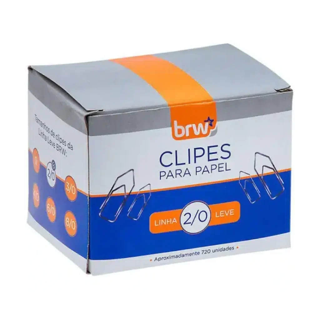 Clipes para papel 2/0 caixa com 720 unidades - BRW