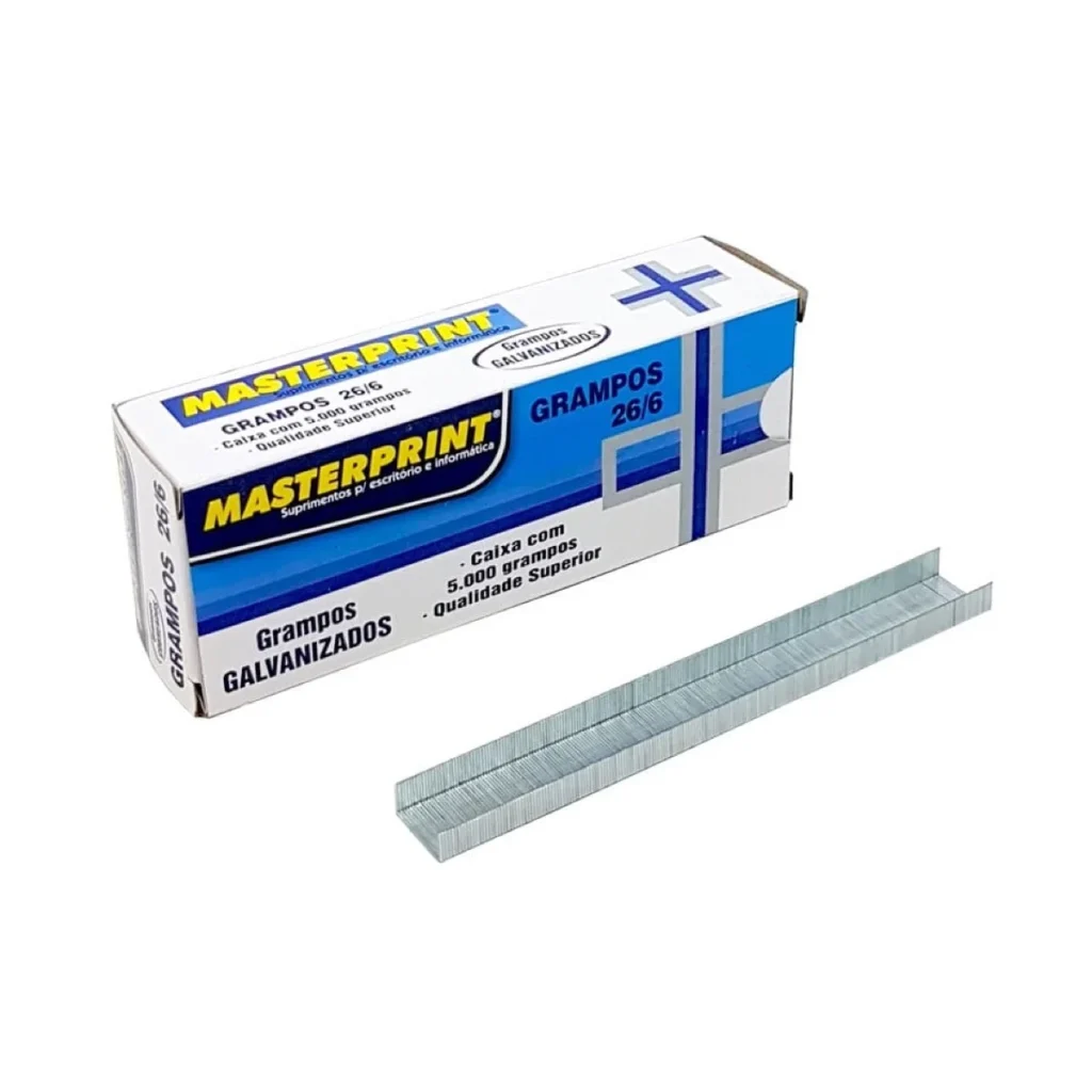 Grampo galvanizado caixa com 5000 unidades 26/6 Masterprint