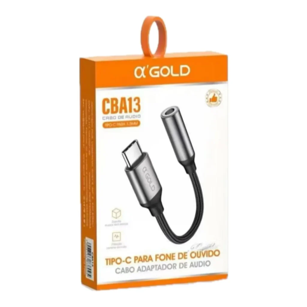 Adaptador de áudio tipo c para P2 3,5 mm agold CBA-13
