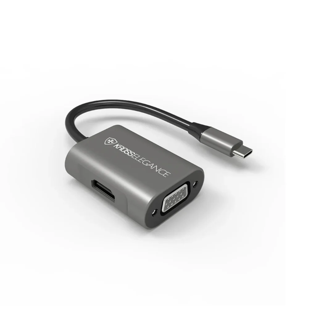 Adaptador Kross 2 em 1 USB-c para hdmi e vga KE-UCT205
