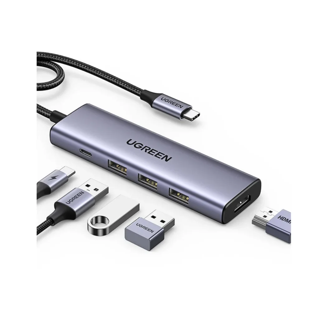 Adaptador ugreen USB-c 5 em 1 com 3 USB 3.0, hdmi 4K e USB-c pd 100W CM511