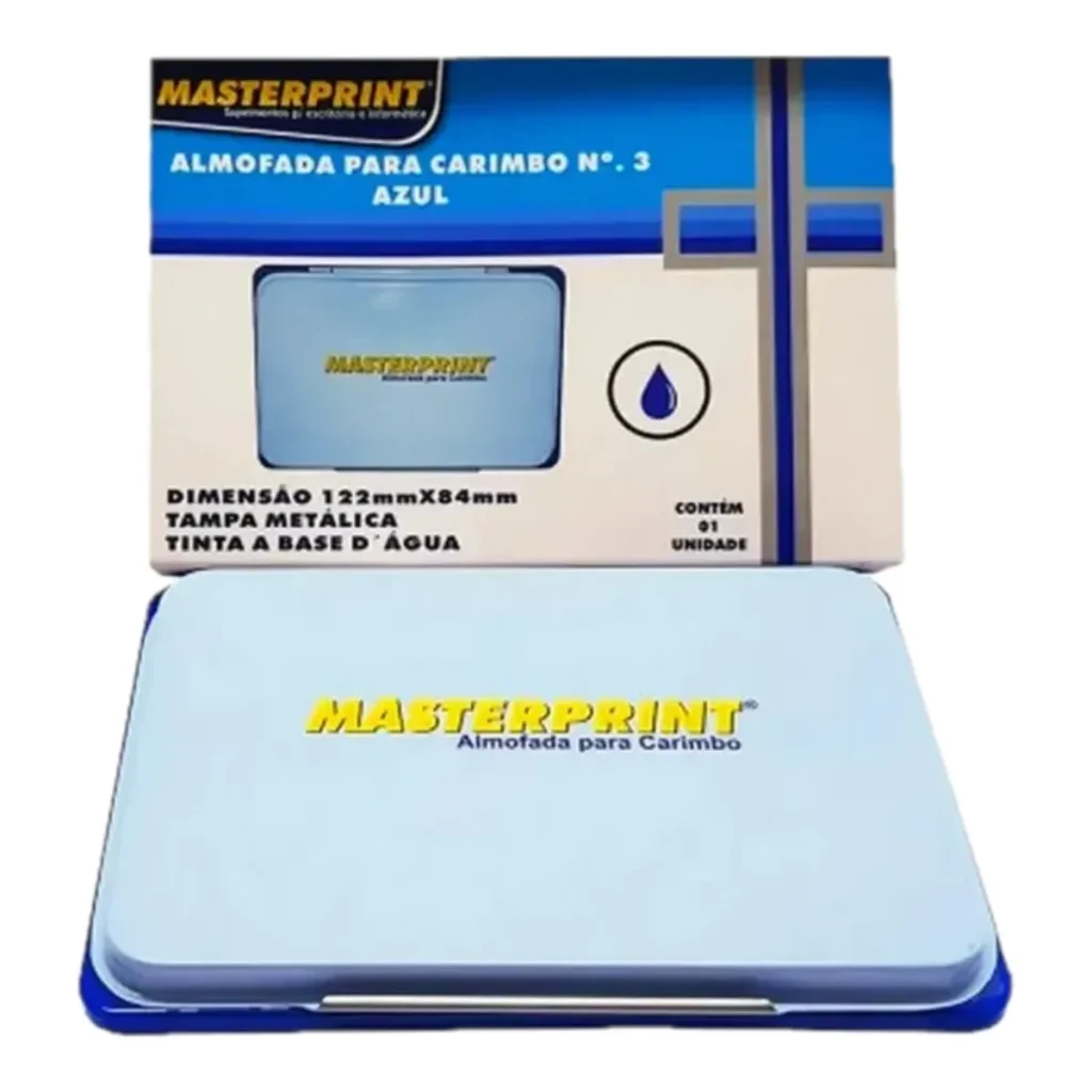 Almofada para carimbo Masterprint MP772 azul tampa metal