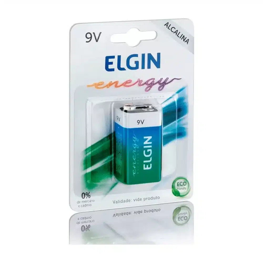 Bateria alcalina Elgin 9V 6LR61 (unidade)