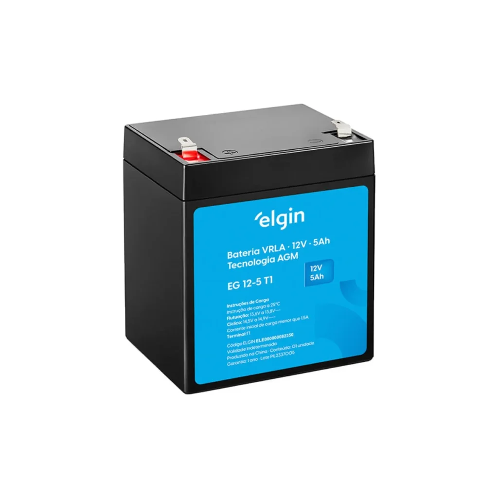 Bateria selada Elgin 12V 5Ah VRLA agm para Nobreak e alarme
