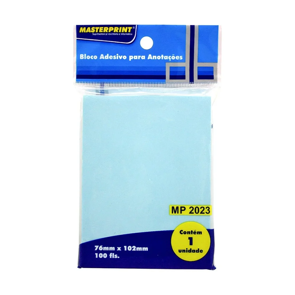 Bloco adesivo 76 x 102 mm azul Masterprint (100 folhas)