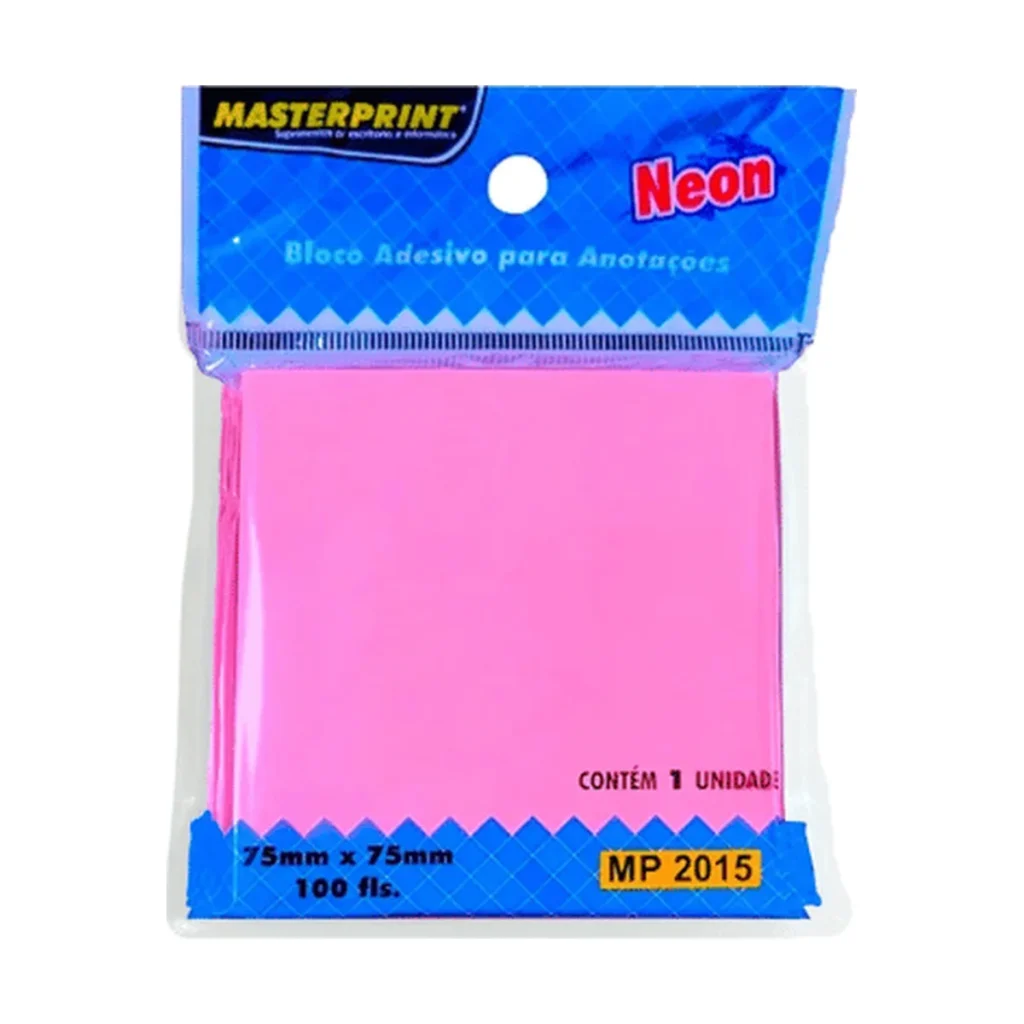 Bloco adesivo para anotações Neon 75 x 75 mm Masterprint MP2015 (100 folhas)