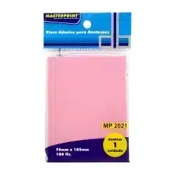 Bloco Adesivo para Anotações Rosa 76 x 102 mm MasterPrint 100 Folhas — H&H Suprimentos Corporativos
