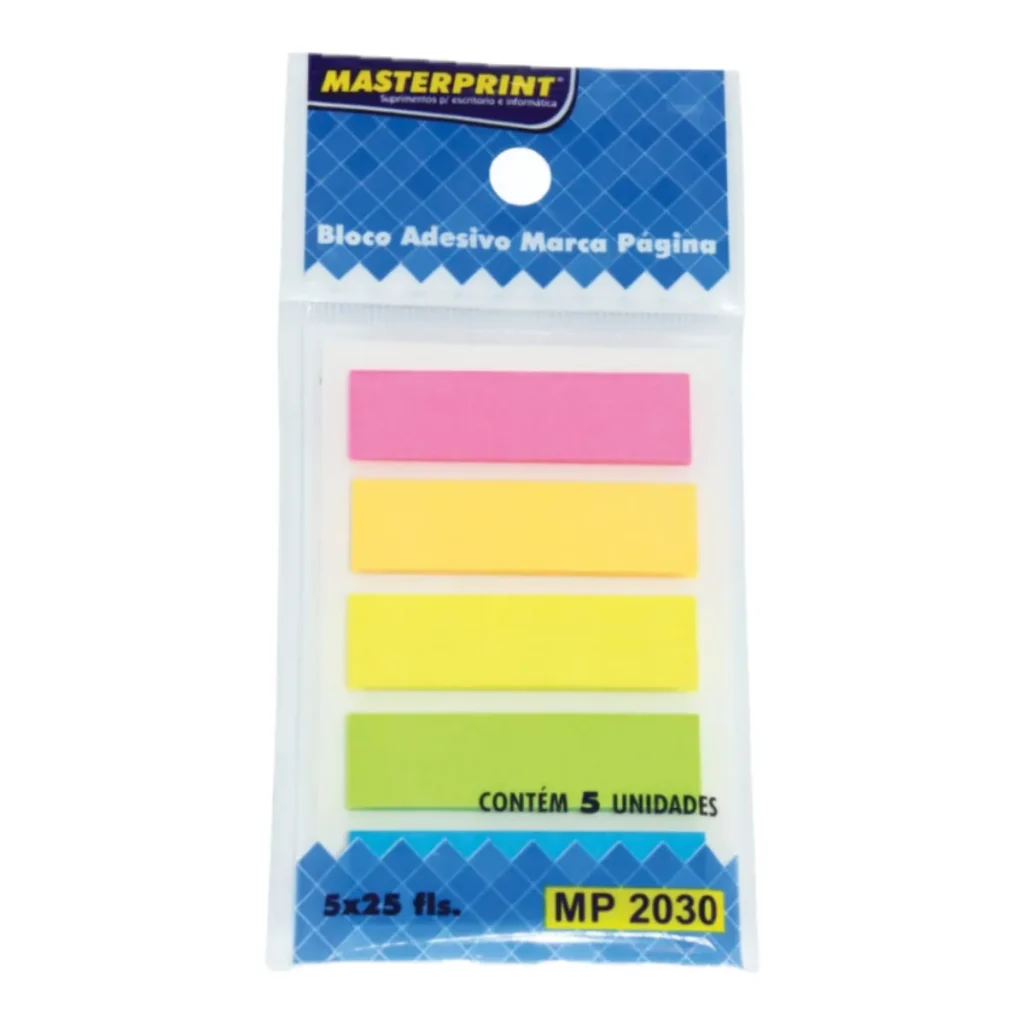 Bloco adesivo marca-página reto Neon 5 cores MP2030