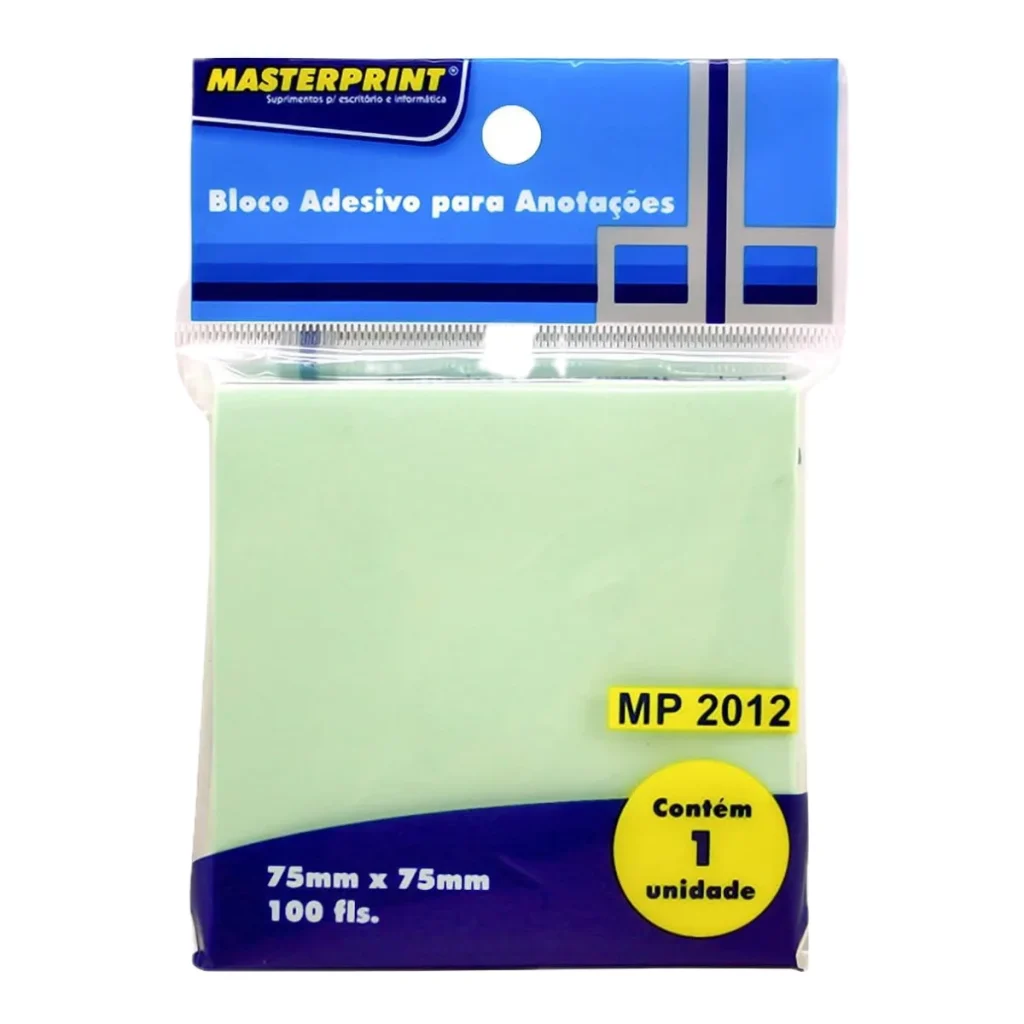 Bloco adesivo Masterprint MP2012 verde 75 x 75 mm (100 folhas)