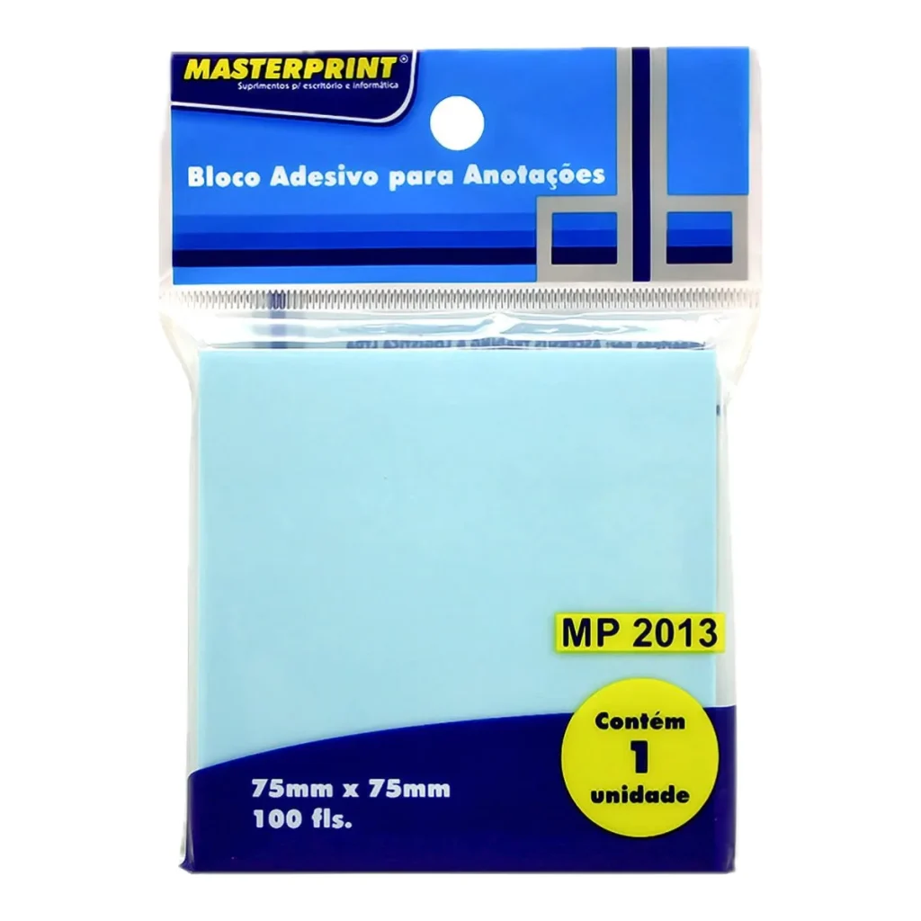 Bloco adesivo Masterprint MP2013 azul 75 x 75 mm (100 folhas)