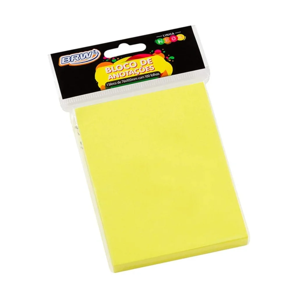 Bloco adesivo Smart Notes BRW 76 x 102 mm amarelo Neon (100 folhas)