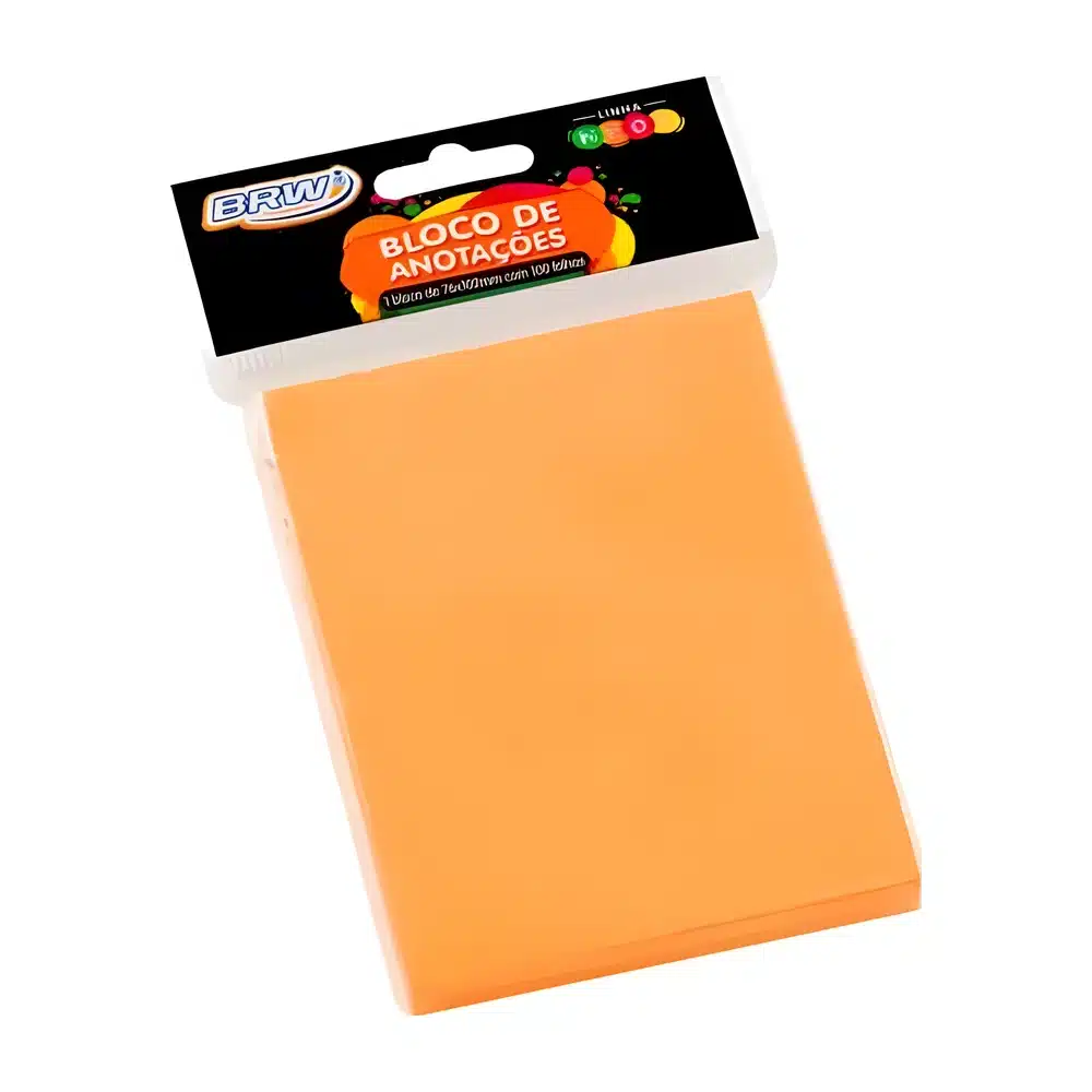 Bloco adesivo Smart Notes BRW 76 x 102 mm laranja Neon 100 folhas