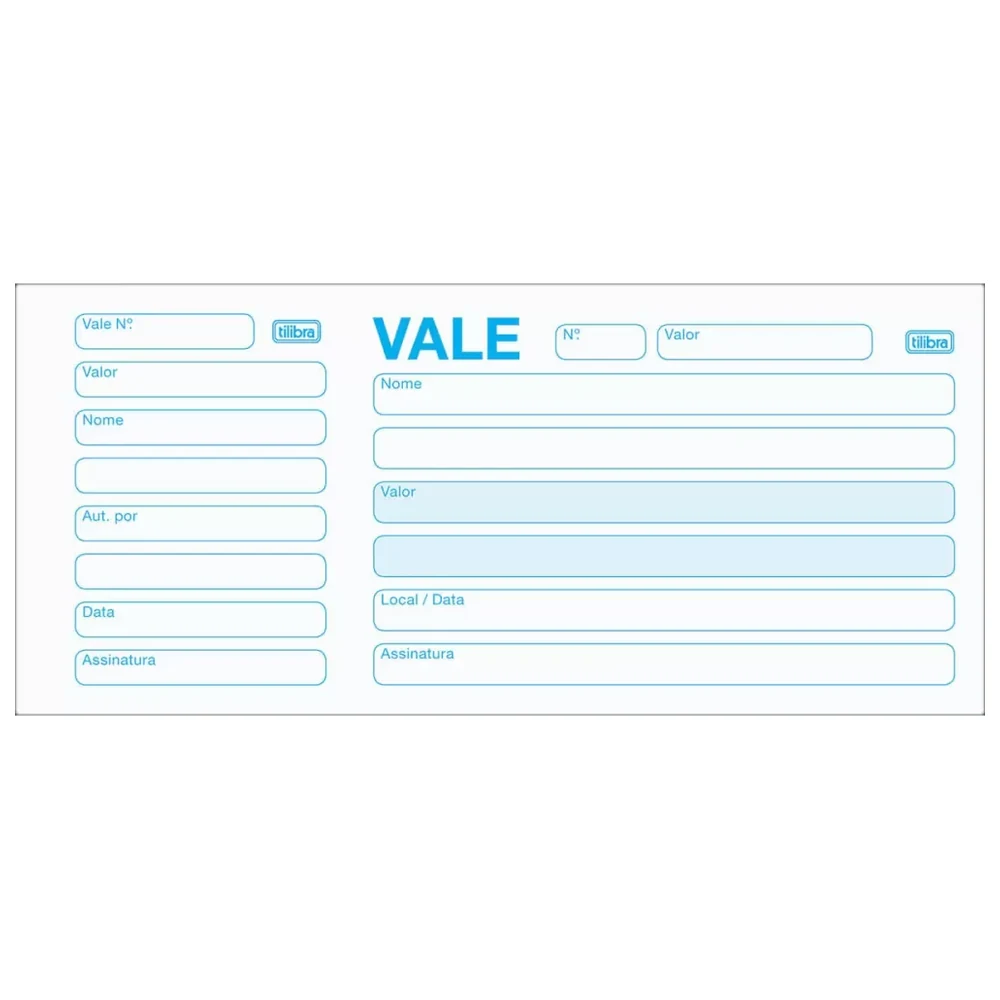 Bloco de vale com canhoto 100 folhas