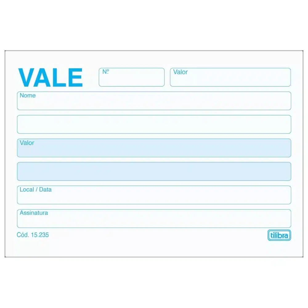 Bloco de vale sem canhoto Tilibra 100 folhas