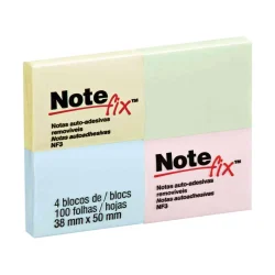 Bloco de Notas Adesivas 3M Notefix 38x50 mm Cores Pastel (4 Blocos) — H&H Suprimentos Corporativos