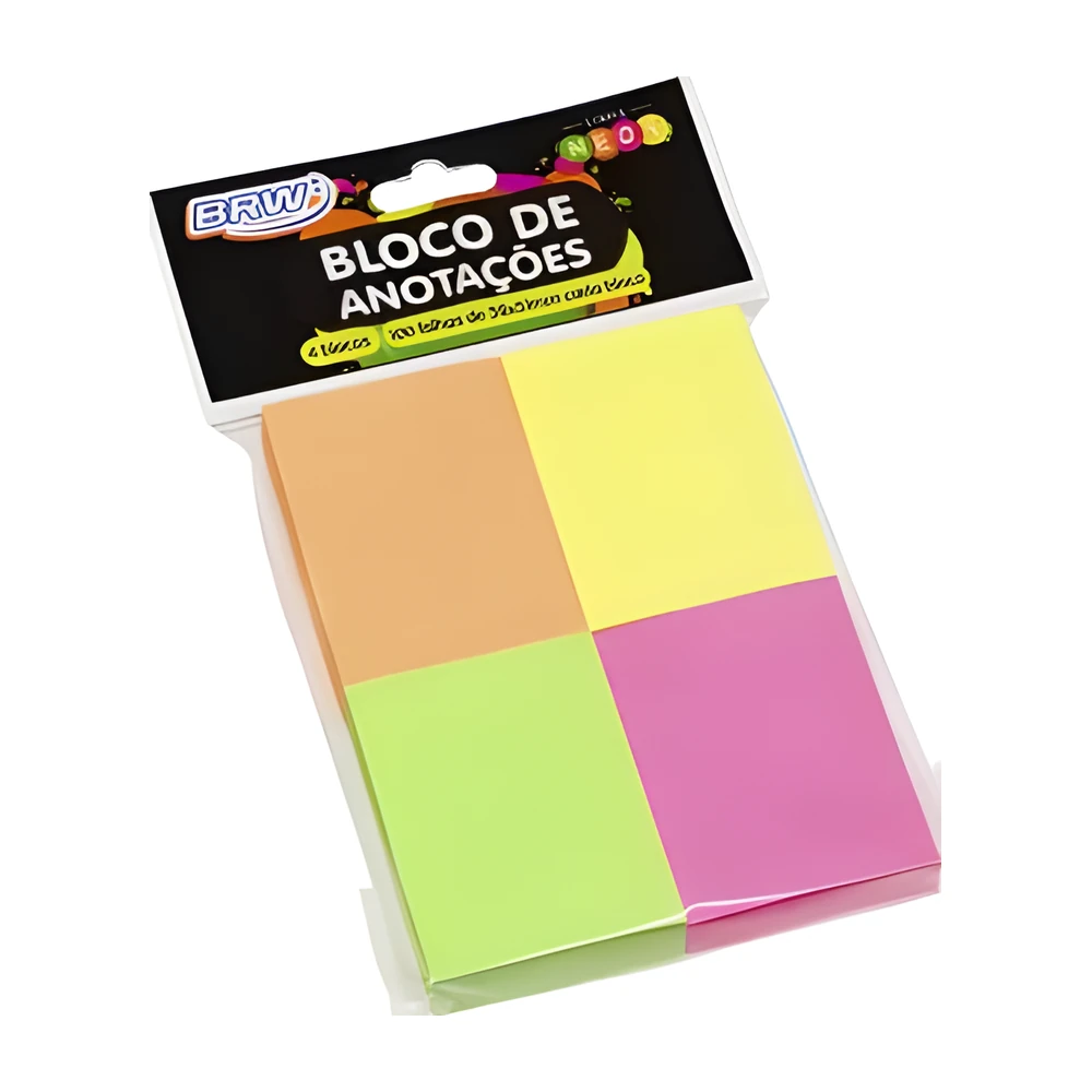 Bloco Smart Notes 38 x 51 mm colorido Neon (4 blocos de 100 folhas)
