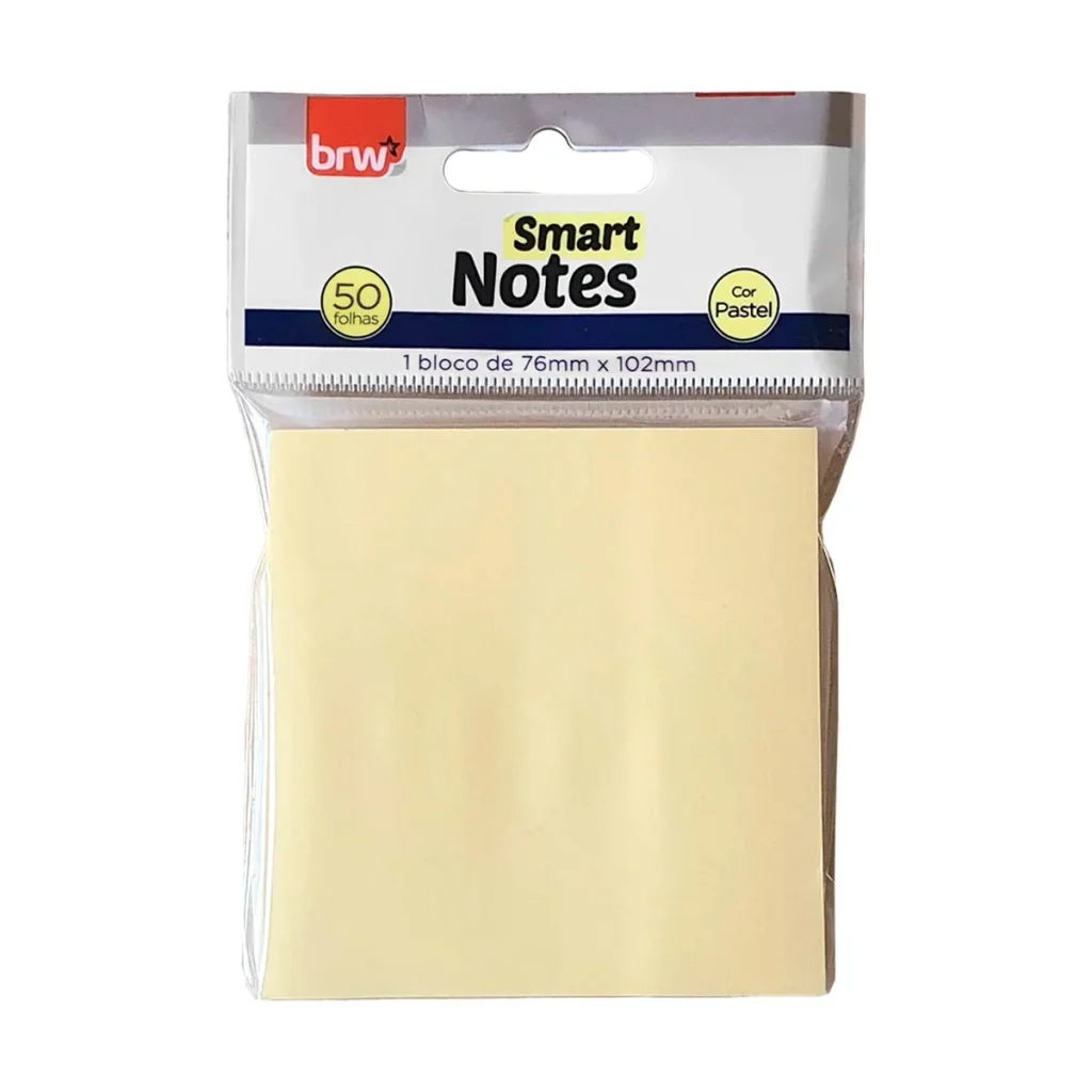 Bloco Smart Notes BRW 76 x 102 mm amarelo pastel (50 folhas) BA7551