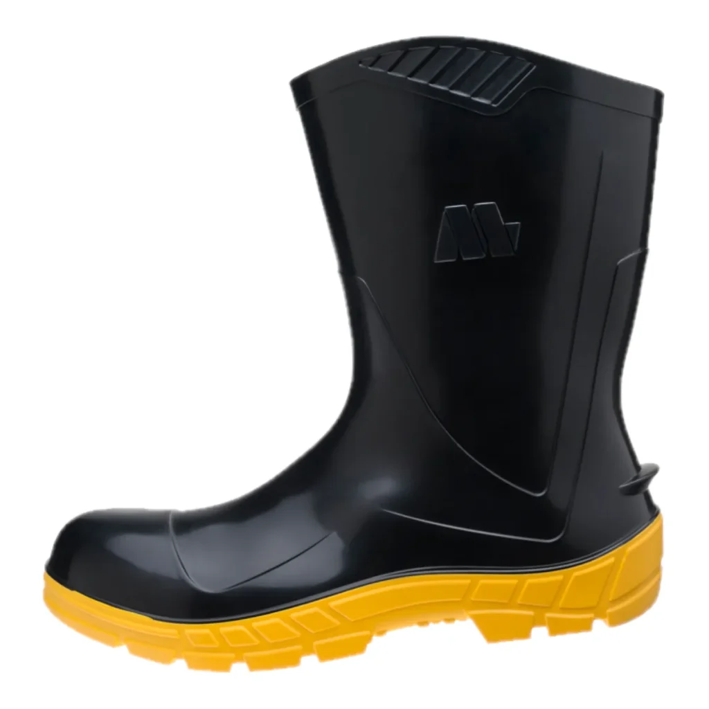 Bota de PVC marluvas all work 100AWORK cano médio preta solado amarelo