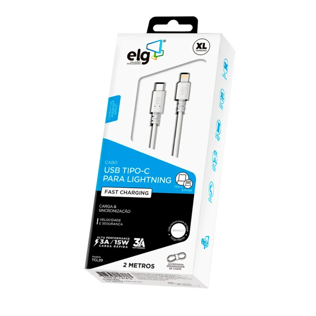 Cabo ELG USB-c para lightning TCL20 3 a 15 w 2 m branco