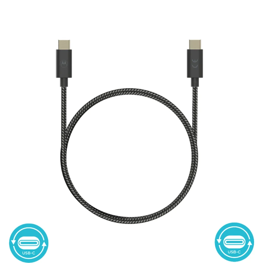 Cabo motorola original USB-c para USB-c 1,5 m nylon