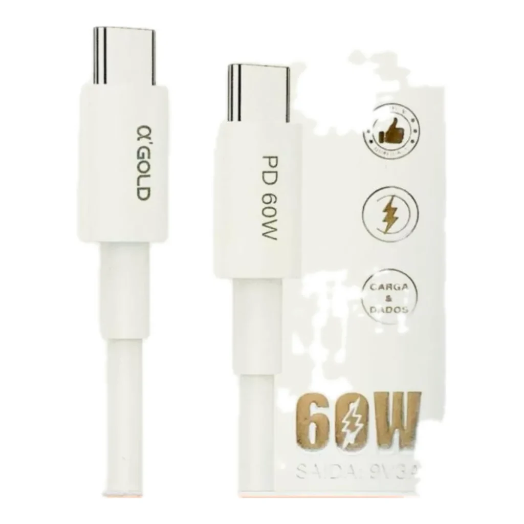 Cabo turbo USB-c para USB-c 60W 1 m agold CB-51