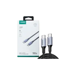 Cabo Ugreen USB-C para USB-C 100 W 5 A L509 1 m Nylon Trançado Preto — H&H Suprimentos Corporativos