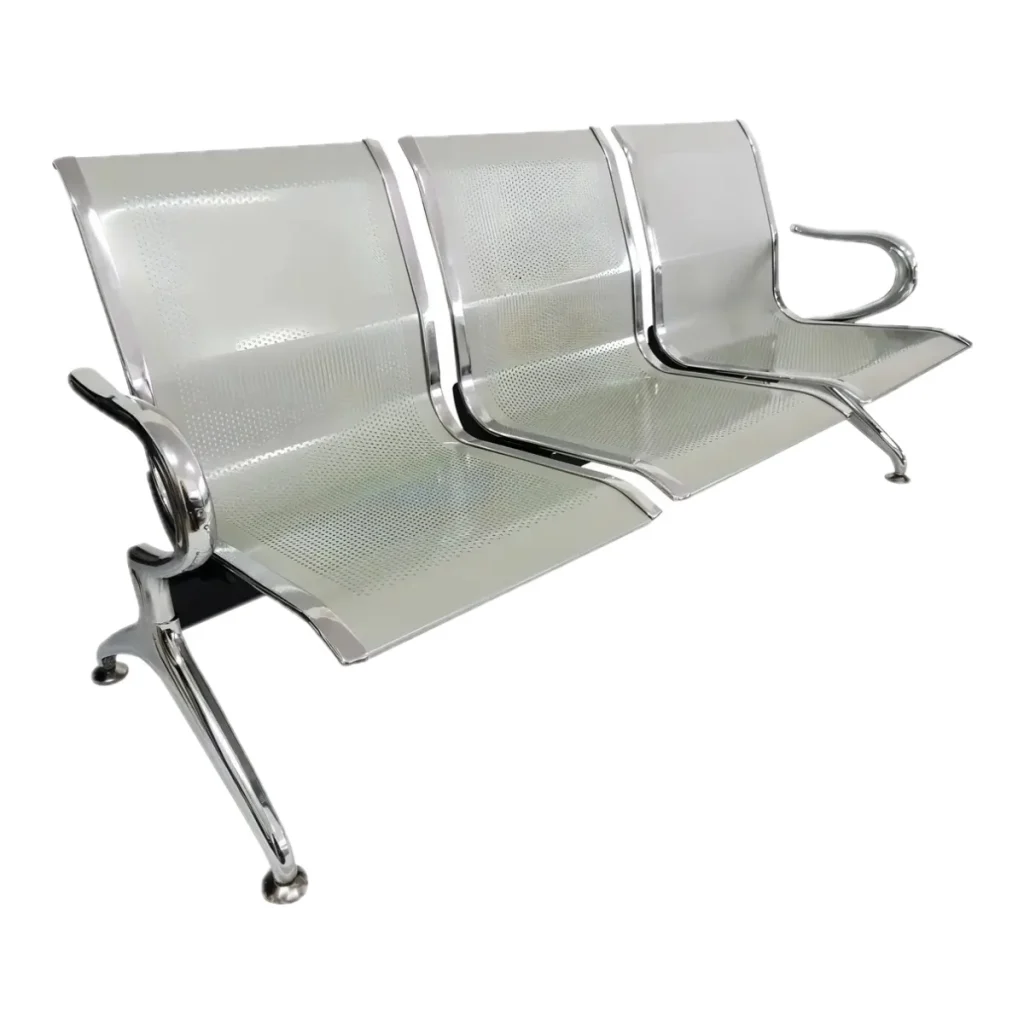 Cadeira longarina aeroporto 3 lugares pelegrin cromada