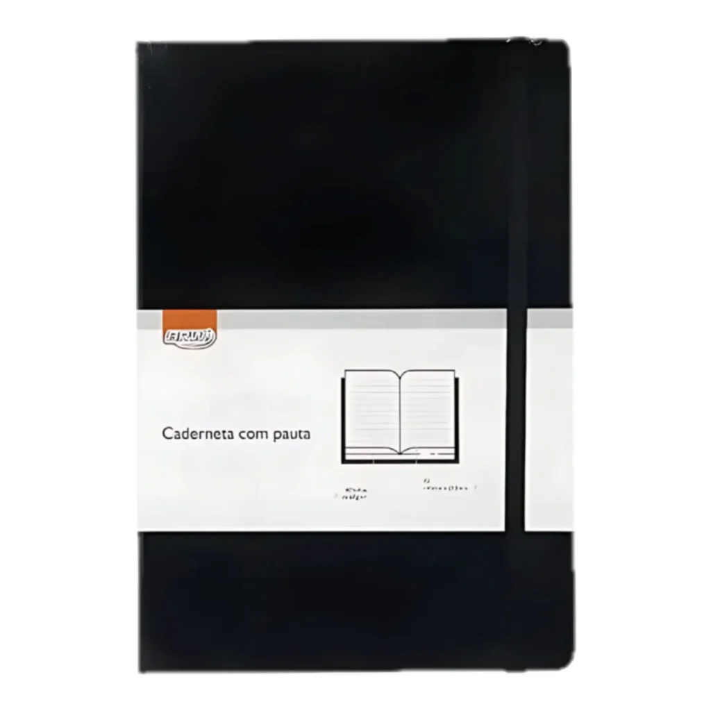Caderneta pautada A5 preta 80 folhas BRW NB0000