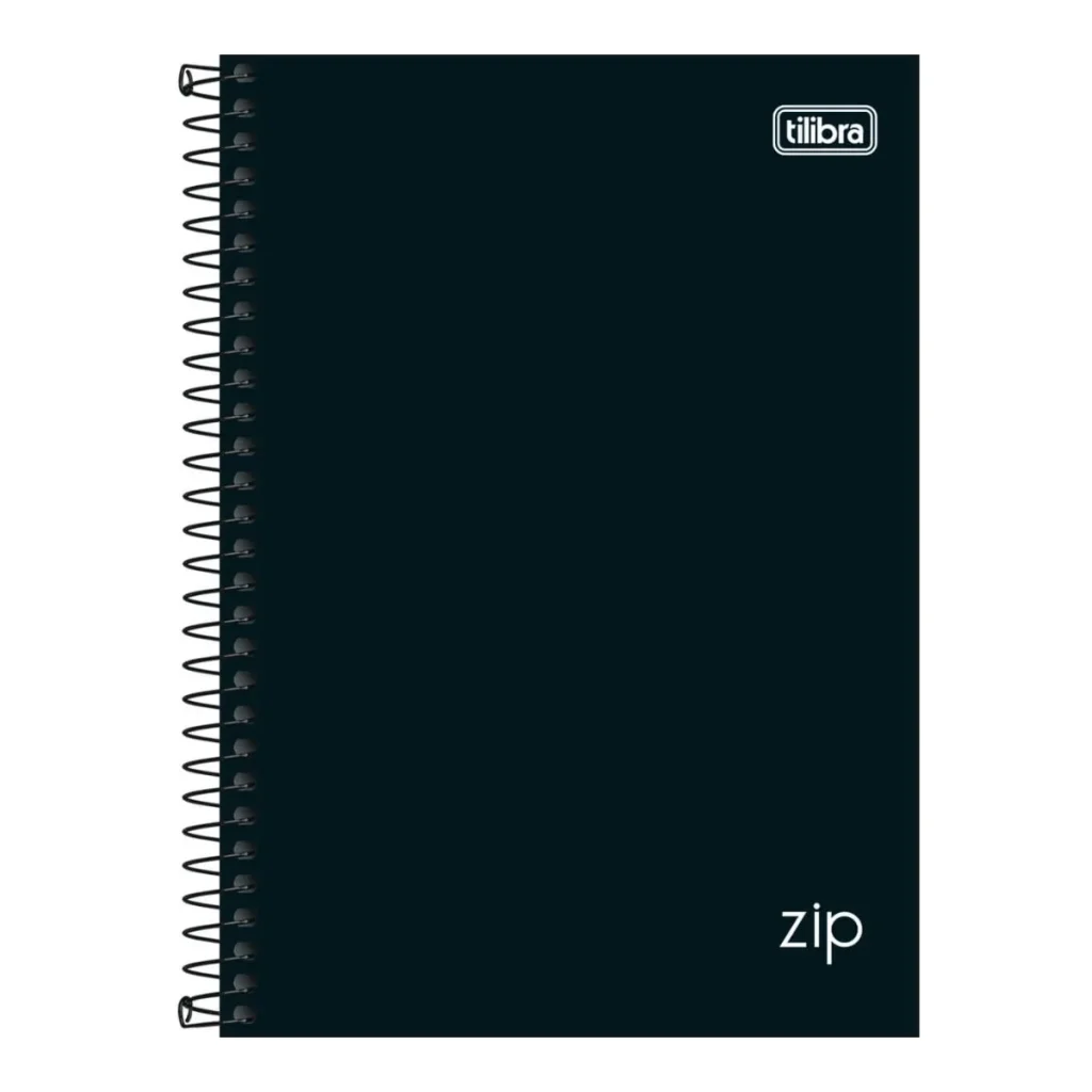 Caderno espiral capa dura 1/4 Tilibra zip preto 160 folhas