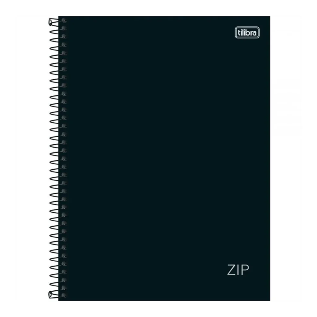 Caderno universitário capa dura zip preto 1 matéria 80 folhas Tilibra