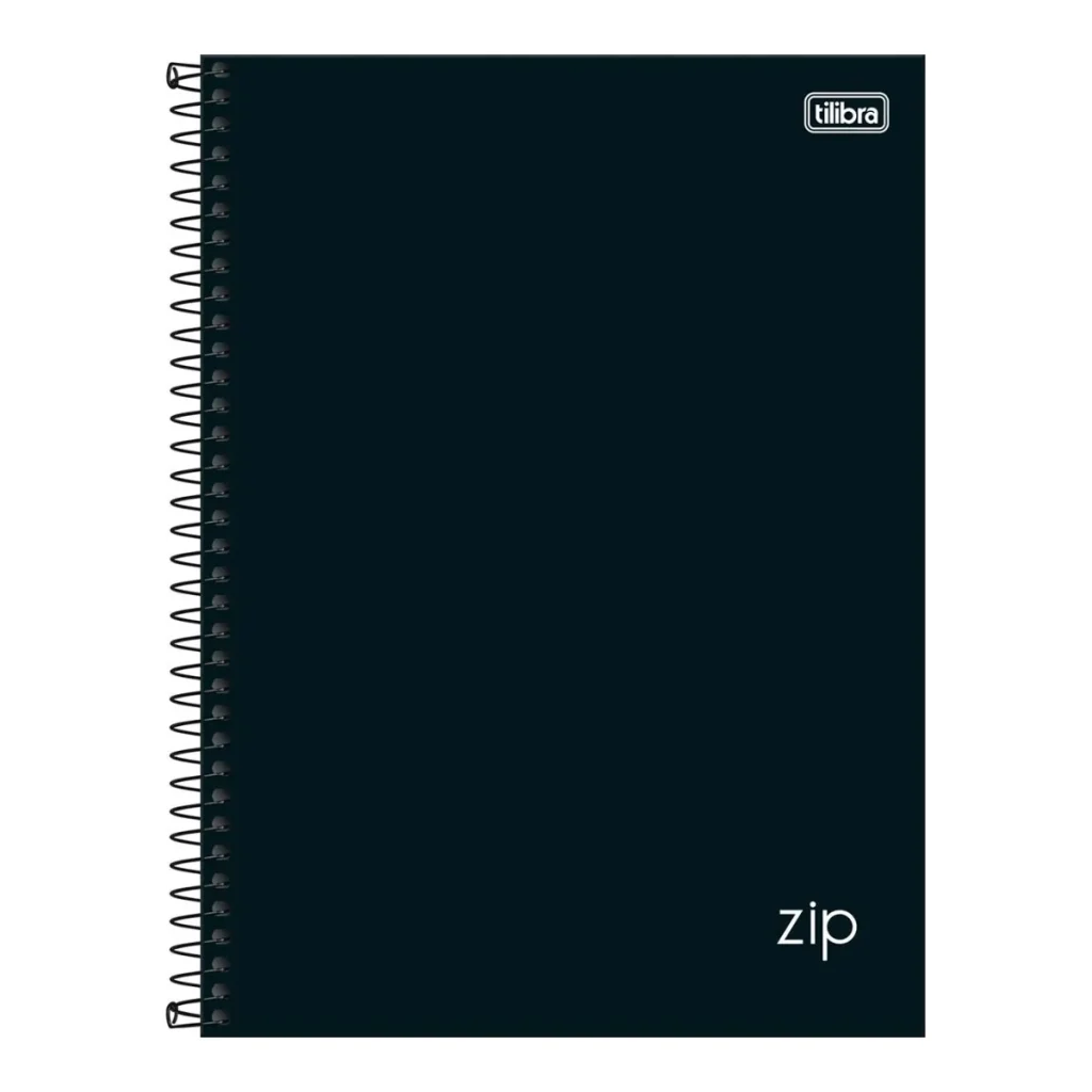 Caderno universitário capa dura zip preto 1 matéria 96 folhas Tilibra