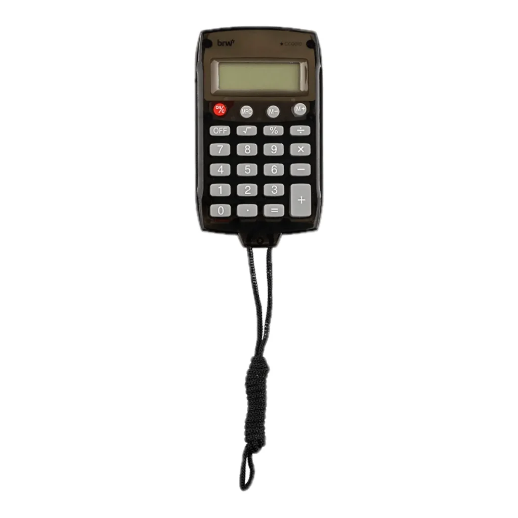 Calculadora de bolso 8 dígitos com cordão de nylon preta esfumaçada
