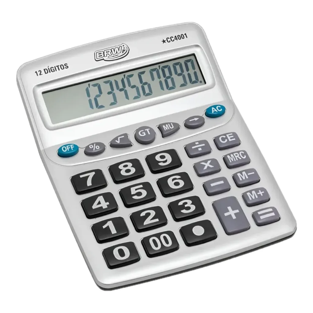 Calculadora de mesa grande 12 dígitos prata CC4001