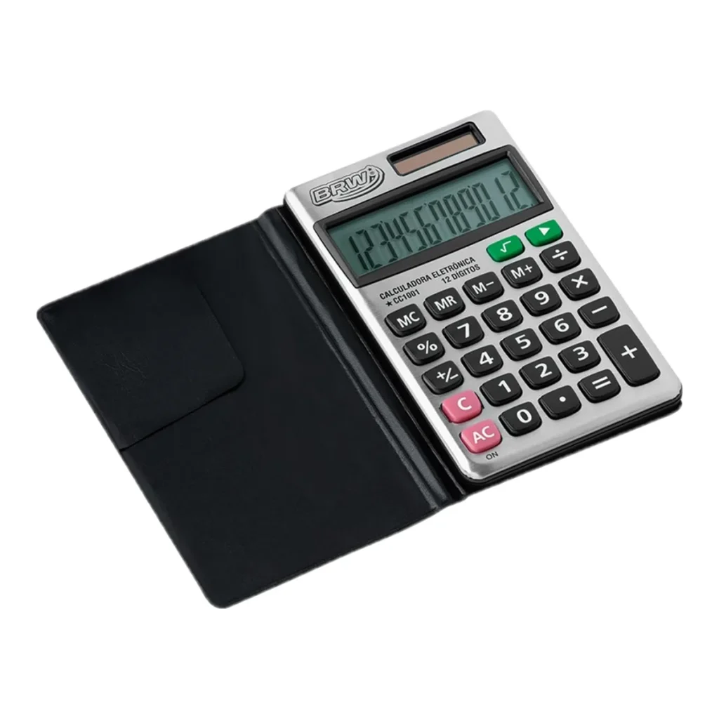 Calculadora de mesa pequena 12 dígitos metal prata BRW CC1001
