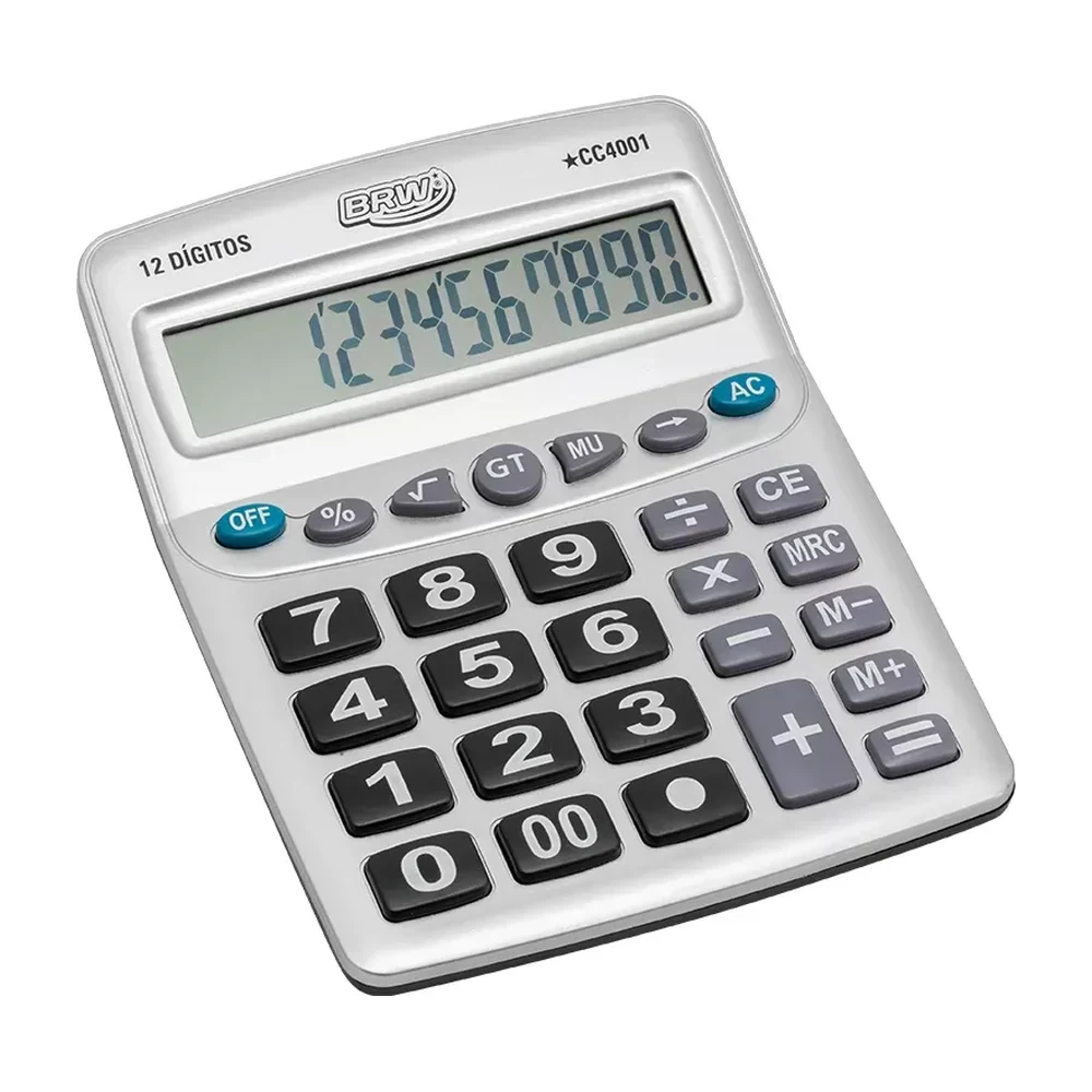 Calculadora de mesa grande 12 dígitos prata BRW CA4001