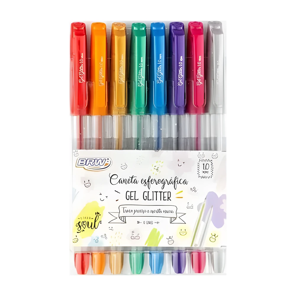 Caneta esferográfica gel glitter BRW CA0030 1,0 mm (cores sortidas)
