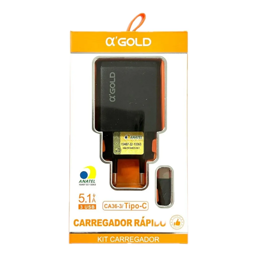Carregador agold CA36-3 tipo c