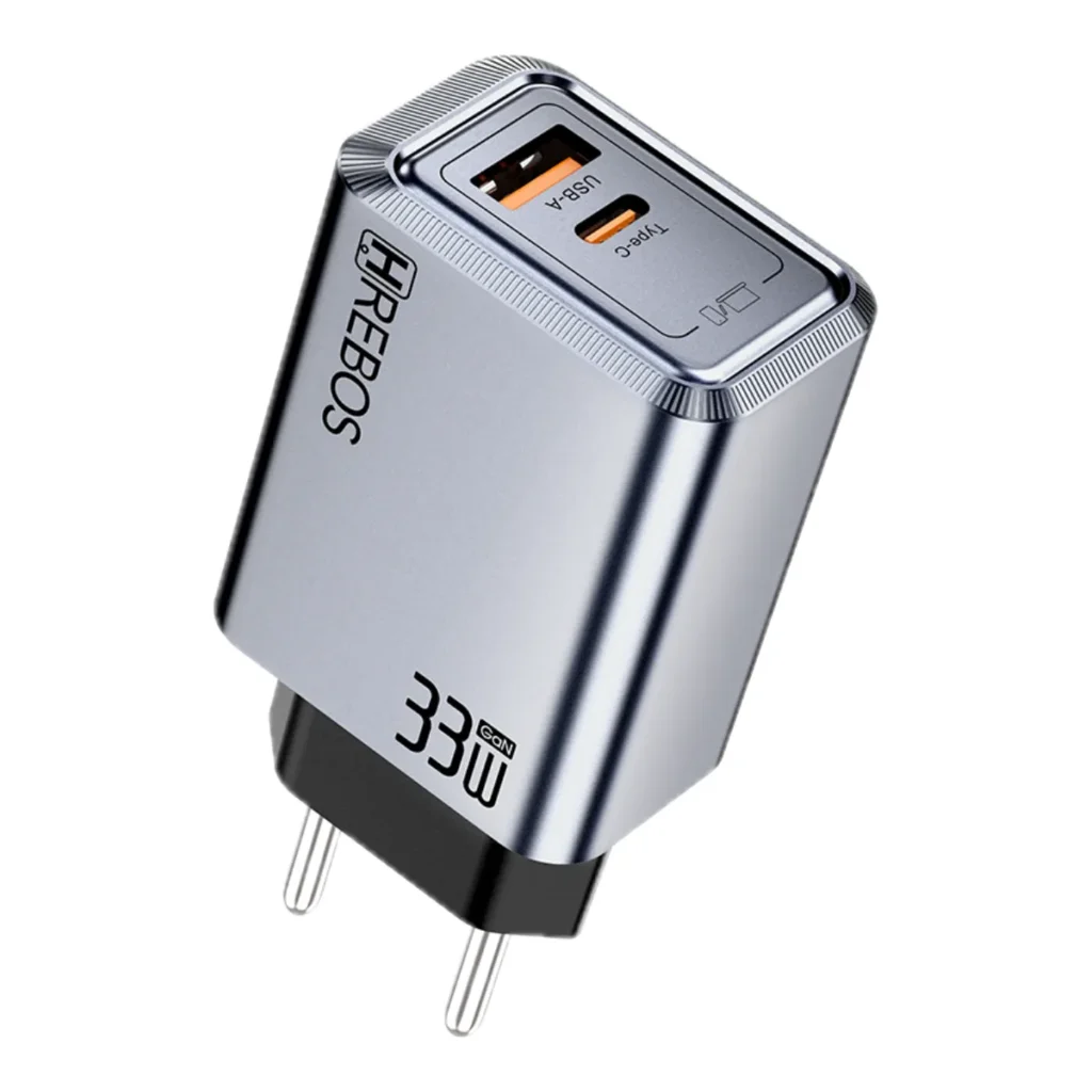 Carregador de celular hrebos CRG-233 33W pd e USB sem cabo