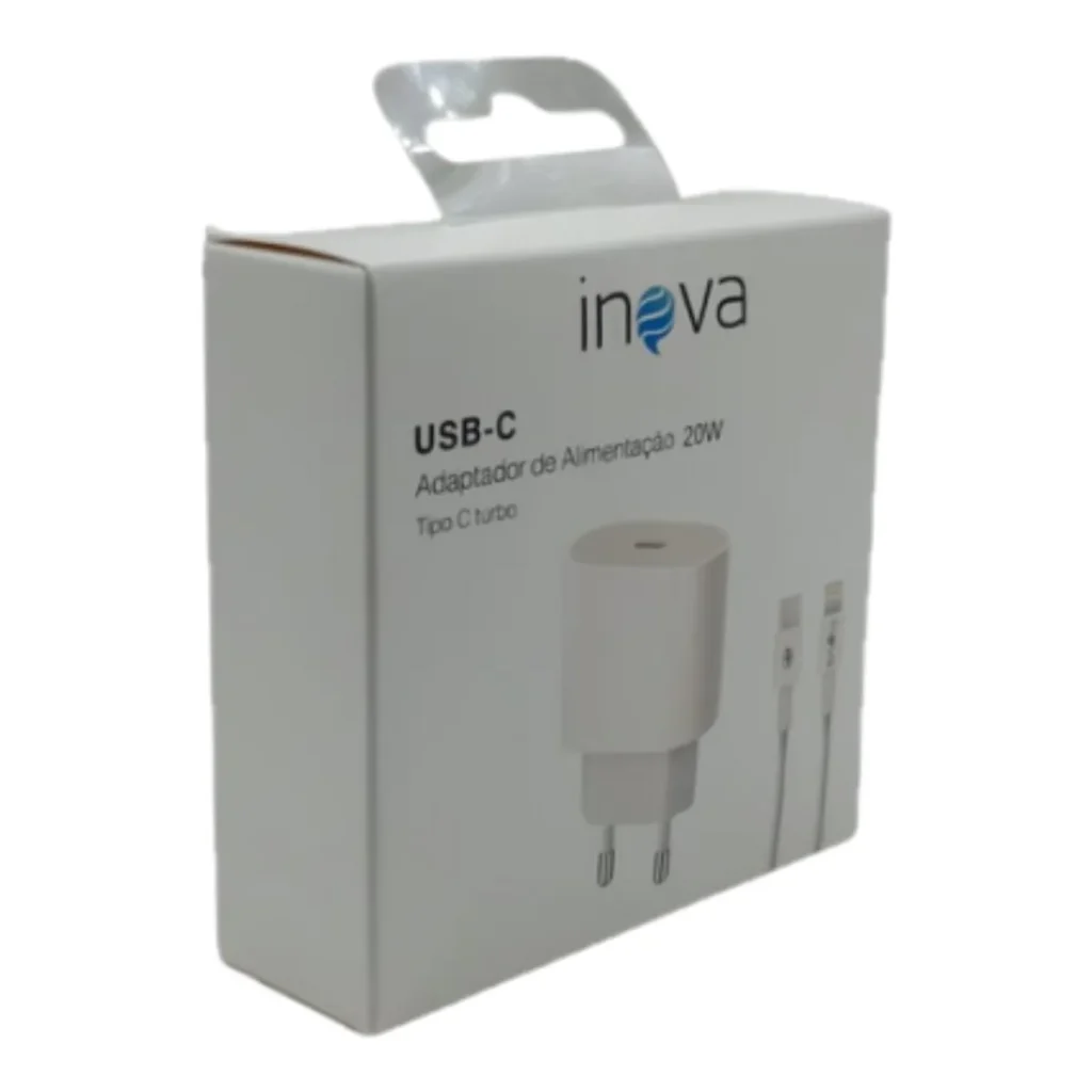 Carregador de parede com cabo USB-c 20W Inova CAR-0094C