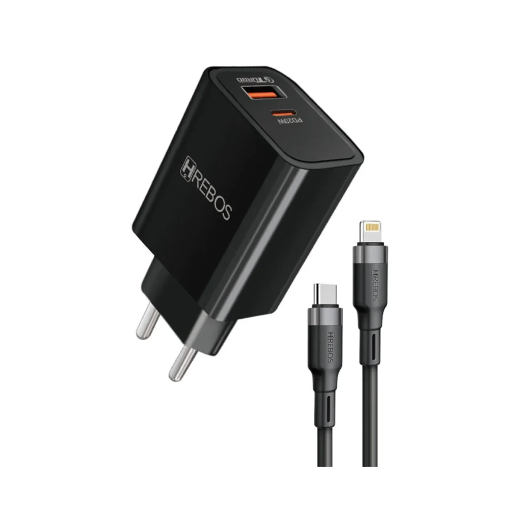 Carregador de parede hrebos Power turbo CRG-154Ci 20 w com cabo USB-c para li...
